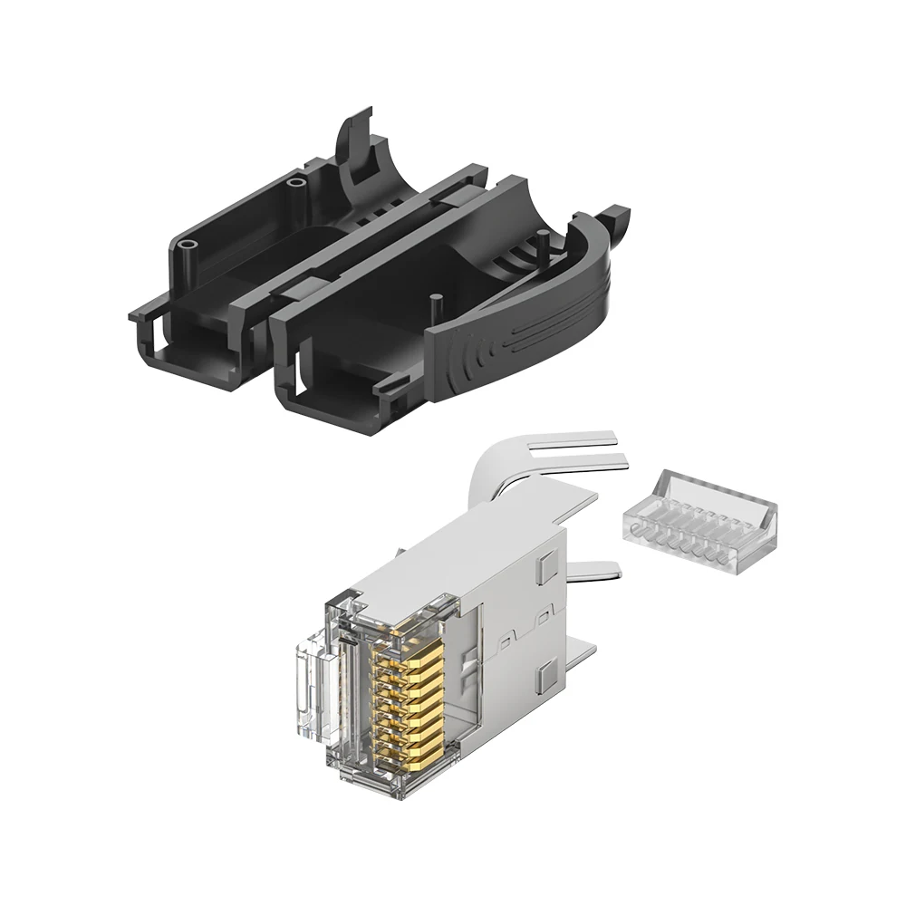 Cat6A shielded industrial RJ45 plug with 50U contacts