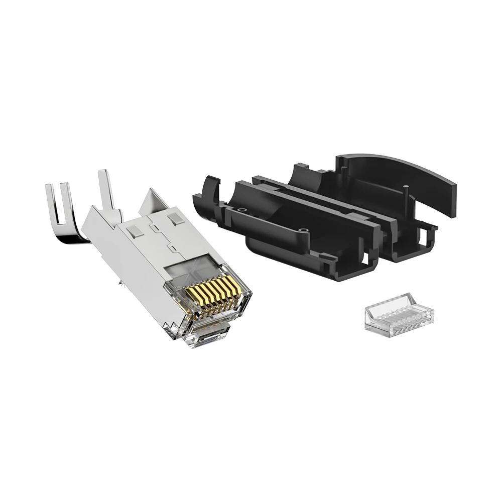Cat6A shielded industrial RJ45 plug with 50U contacts