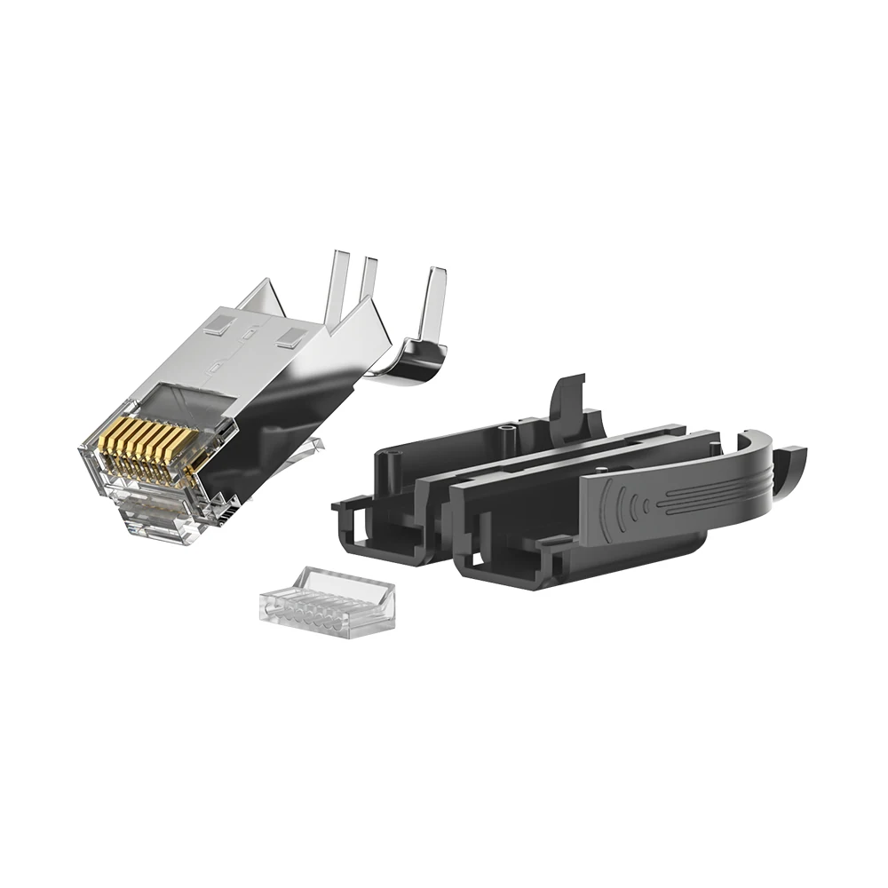 Cat6A shielded industrial RJ45 plug with 50U contacts