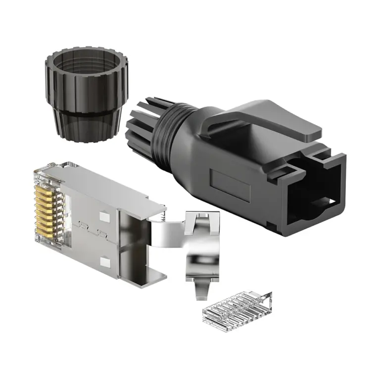 CAT6 RJ45 8P8C FTP Industrial Modular Plug 50U Gold Plated 1.0mm Wire Core