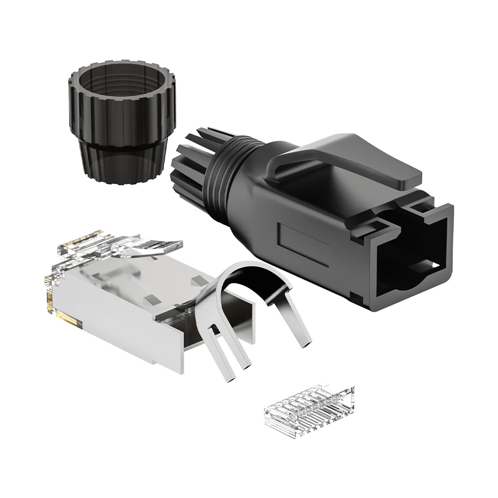Cat6 shielded industrial RJ45 plug with 1.0 mm core hole