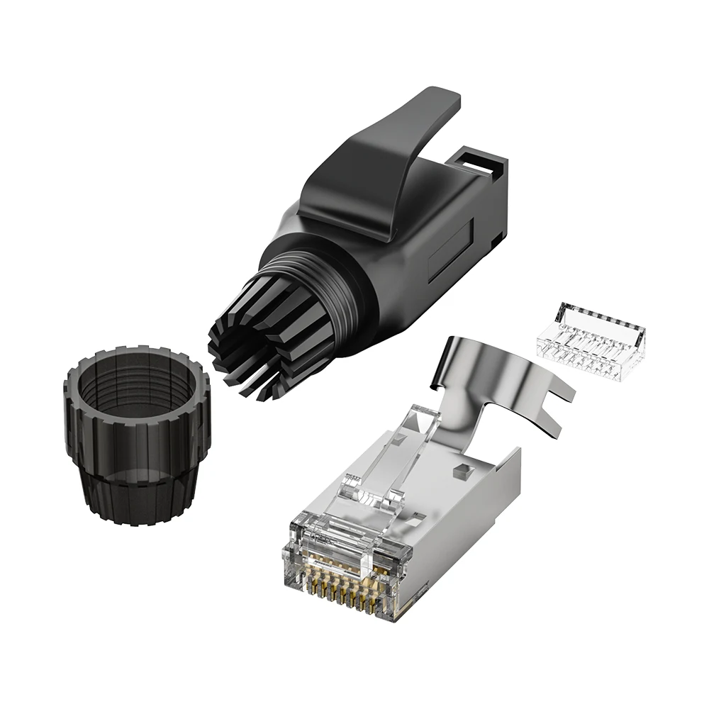 Cat6 shielded industrial RJ45 plug with 1.0 mm core hole