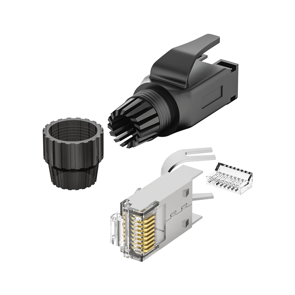 Cat6 shielded industrial RJ45 plug with 1.0 mm core hole