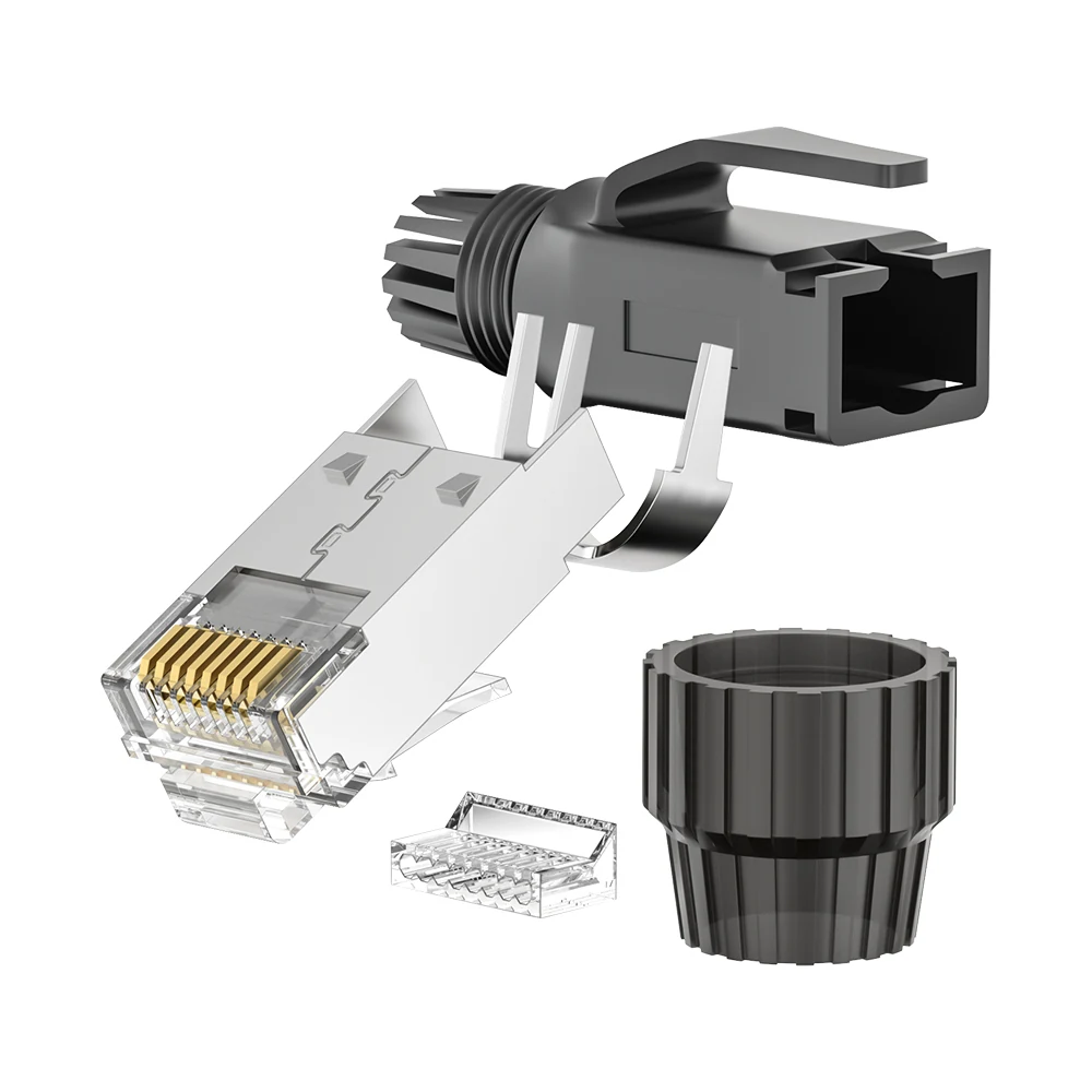 Cat6 shielded industrial RJ45 plug with 1.0 mm core hole