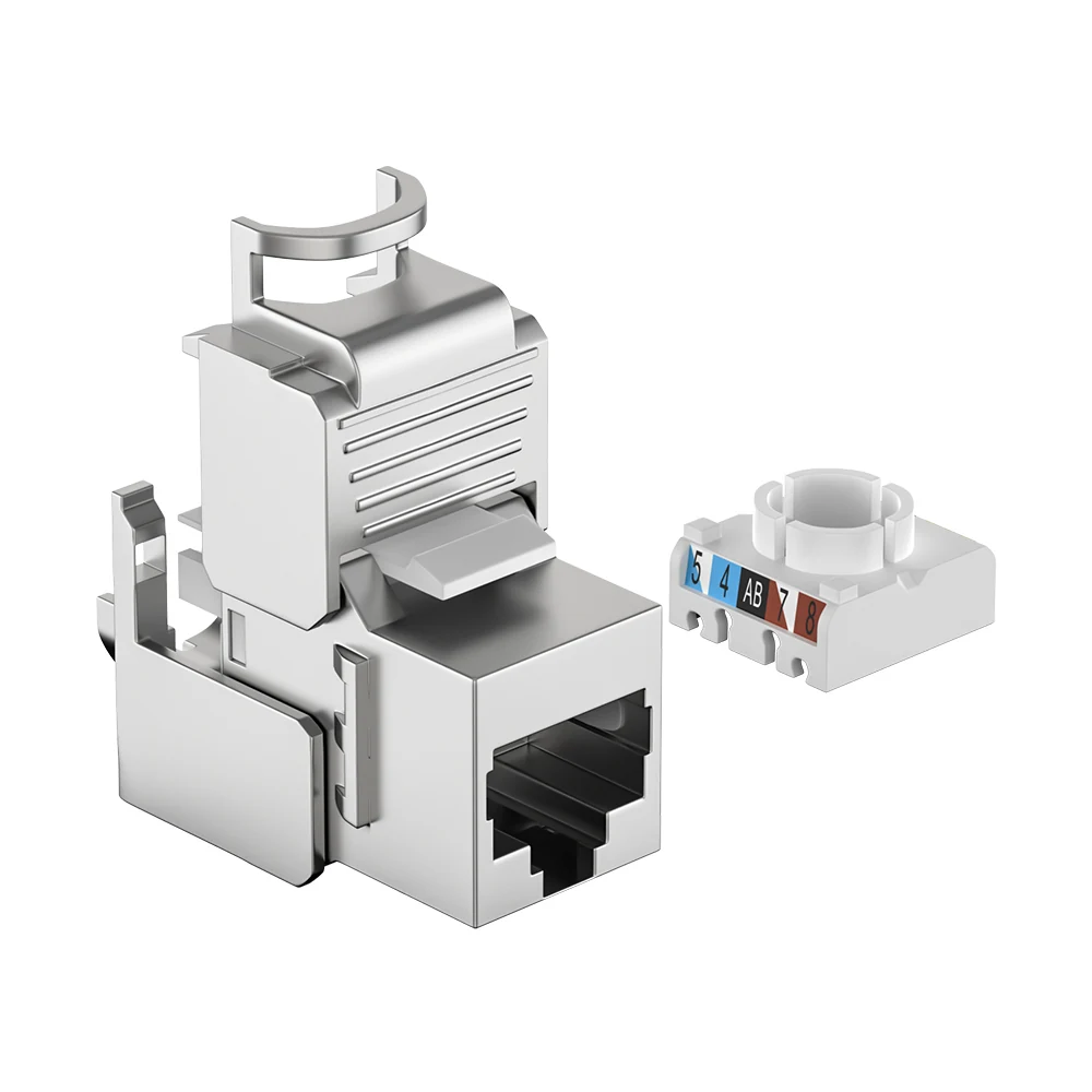 CAT6 Tool-Free FTP Keystone Jack RJ45 50U Zinc Alloy Shielded