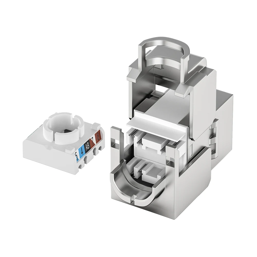 CAT6 Tool-Free FTP Keystone Jack RJ45 50U Zinc Alloy Shielded
