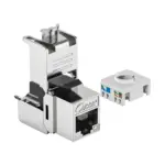 Cat7 shielded toolless keystone jack with zinc-alloy housing
