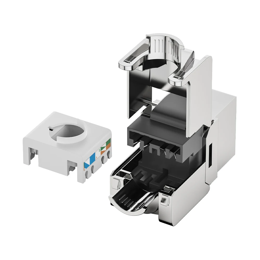 Cat7 shielded toolless keystone jack with zinc-alloy housing