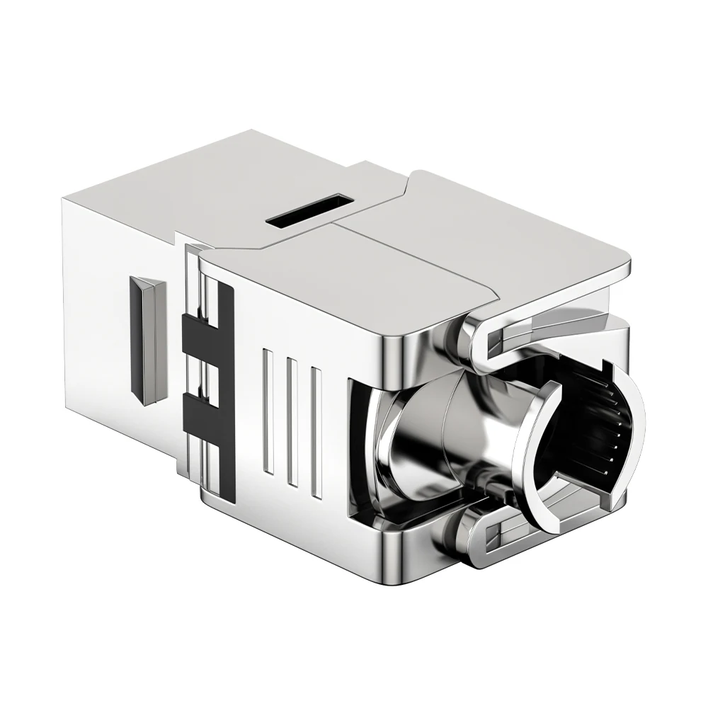Cat7 shielded toolless keystone jack with zinc-alloy housing