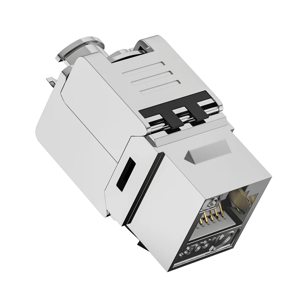 Cat7 shielded toolless keystone jack with zinc-alloy housing