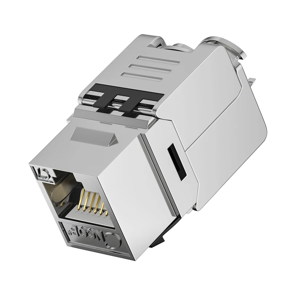 Cat7 shielded toolless keystone jack with zinc-alloy housing
