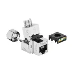Cat8 shielded toolless keystone jack with 50U contacts