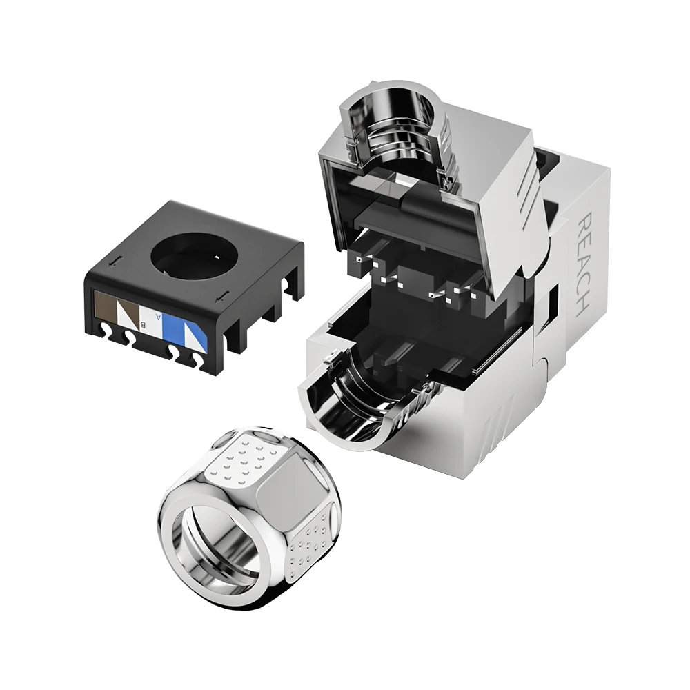 Cat8 shielded toolless keystone jack with 50U contacts