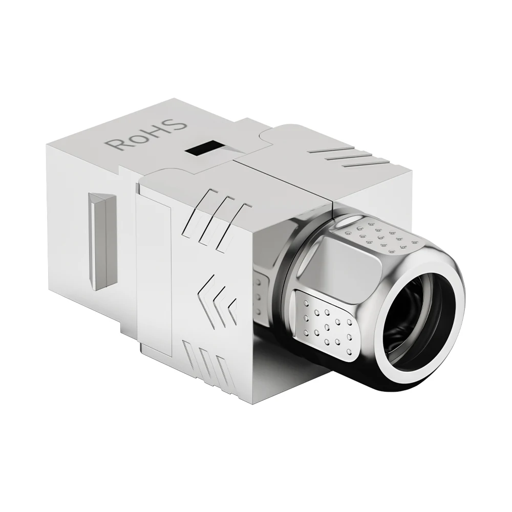 Cat8 shielded toolless keystone jack with 50U contacts