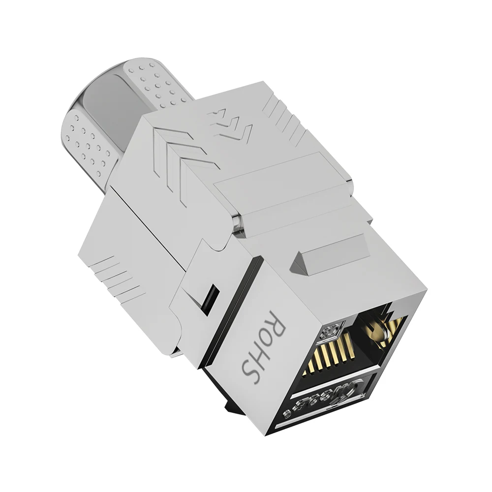 Cat8 shielded toolless keystone jack with 50U contacts