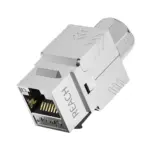 Cat8 shielded toolless keystone jack with 50U contacts