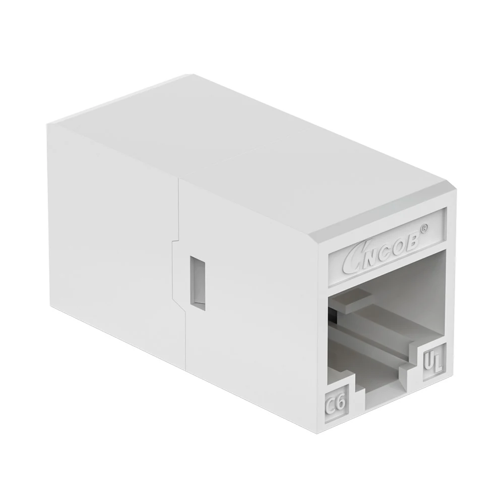 white Cat6 RJ45 female-to-female inline coupler